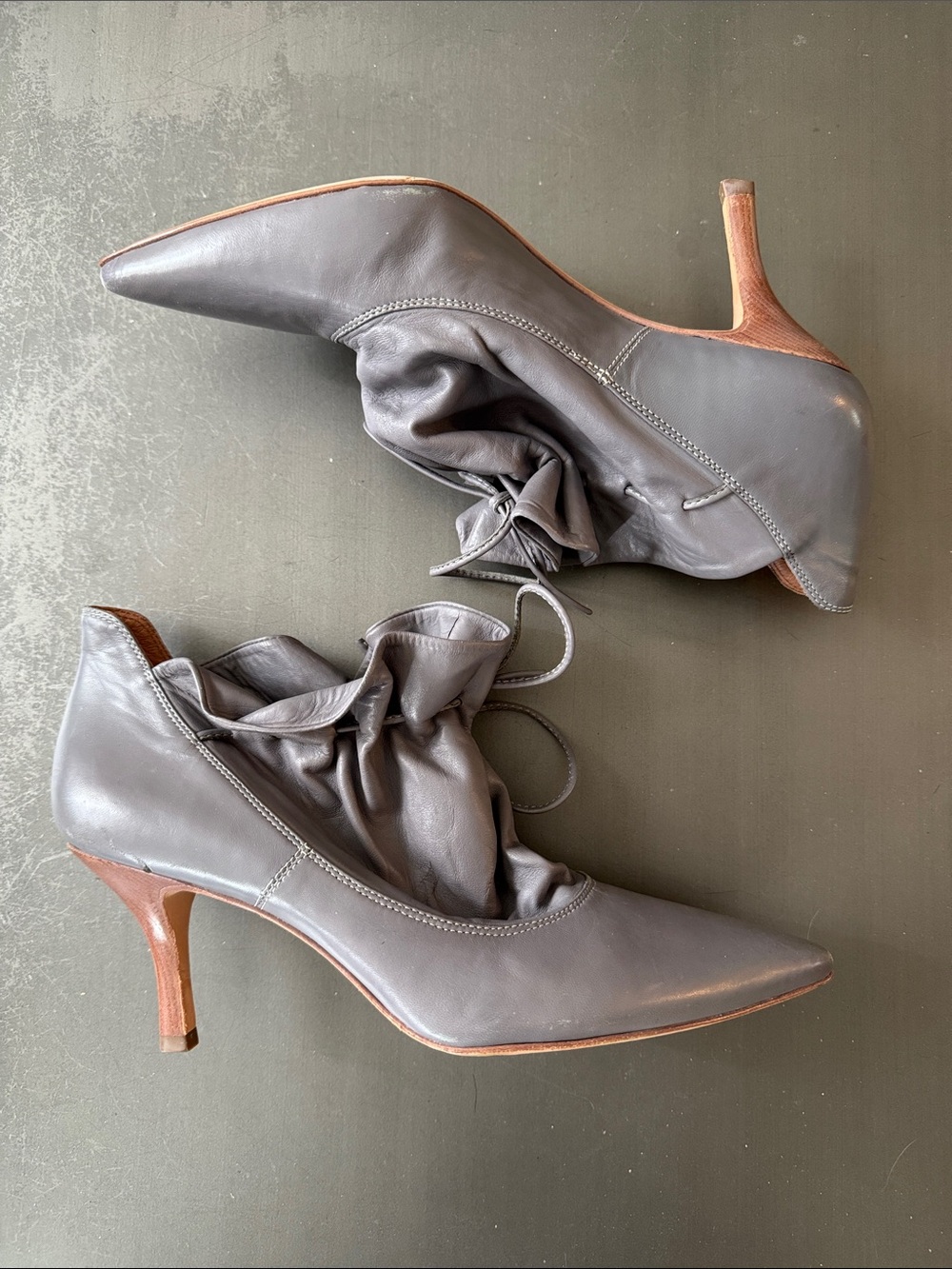 Corso Como grey leather slouchy ankle booties Size 9.5